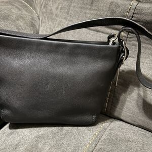 Coach Black Leather Shoulder Bag with Silver Hardware